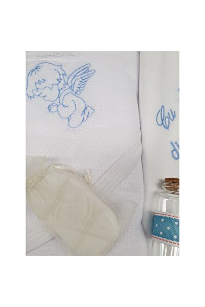 OEM Set botez alb-albastru, „Cu dragoste de la nași”, 6 piese