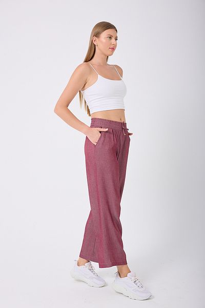 Miss couture Slim Denim Fabric Wide Leg Trousers 1041