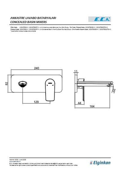 Eca Lia Concealed Sink Faucet Surface Mounted Single Rosette