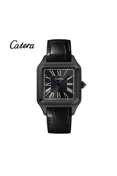 catera Men's watch, black leather, black frame, black dial