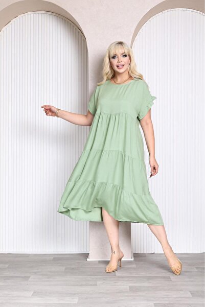 mervemoda Women's Large Size Sleeveless Summer Dress