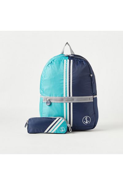 Juniors Striped Backpack with Adjustable Strap and Pencil Case - 18 inches