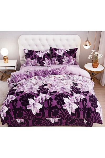 OEM Double Bed Set, Cocolino, Lily Print, 4 Pieces, Multicolor, 220x230cm