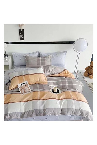 OEM Double Bedding Set, Fitted Sheet, Colorful Square Print, 2 Persons, 180x200 cm, Finet, Multicolor