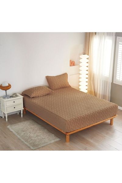 OEM Husa de pat cocolino 180x200 cm, 2 fete de perna, 2 persoane maro inchis