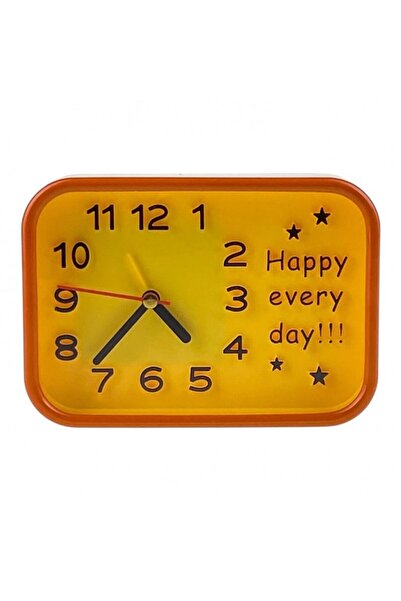 OEM Ceas de masa din plastic cu text 'Happy Every Day' 13x9 cm - Galben