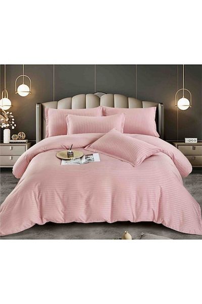 JOJO HOME Double Bed Linen, Jojo Home, Damask, 6 Pieces, 2 People, 230x250cm, Pink