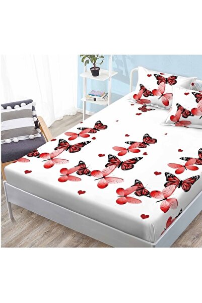 OEM Bed Sheet and Pillowcases, Finet, 3 Pieces, Single, 160x200cm, Butterfly Print, Multicolor