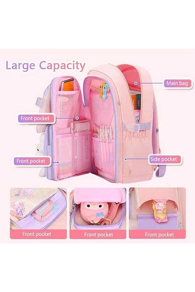 Mercaton Oxford Backpack with Plush Toy, 35 L, Padded Straps, 45x32x17 cm, Pink with