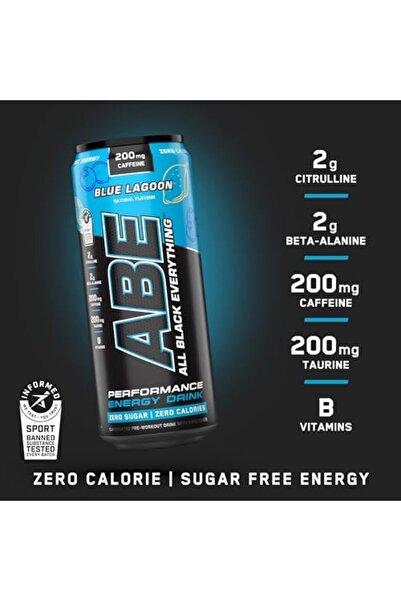 applied nutrition Abe Pre Workout Cans, Energy Performance Drink, Blue Lagoon, Pack of 24 Pieces