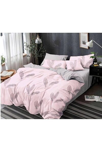 OEM Set lenjerie de pat dublu, 6 piese, 2 persoane, 245x250 cm, imprimeu cu p...