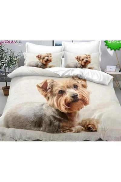 OEM Double Bed Linen, 230x250 cm, 6 Pieces, 2 Persons, 3D, Finet, Adorable Dog Print, Multicolor