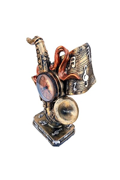 OEM Vintage Resin Saxophone Clock with Musical Notes, 22 cm