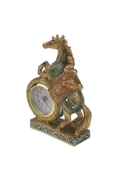 OEM Decoratiune Cal cu Ceas, Rasina si Plastic, 13x16cm, Multicolor