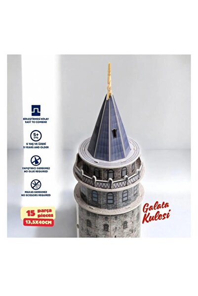 Genel Markalar Galata Kulesi 3D Puzzle 15 Parça Eğitici Yapboz