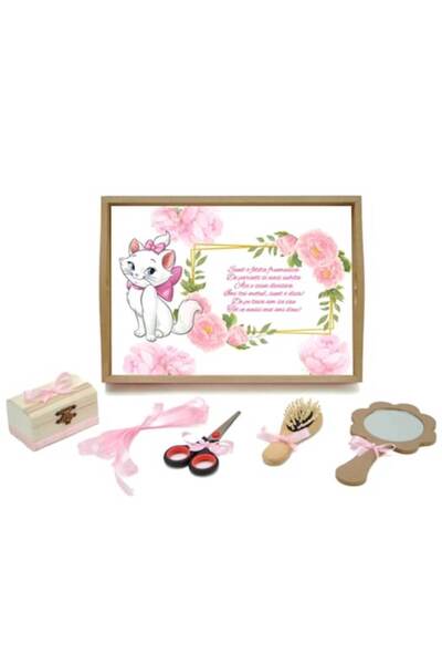 OEM Tavita turta, 6 piese, Pisica Marie, 35x20cm, Multicolor