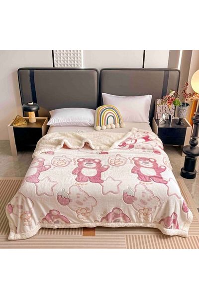 JOJO HOME Patura imblanita, Jojo Home, 2 persoane, 200x230cm, Cute Bear, Multicolor