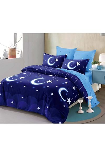 OEM Double bed linen set, Spring, Elastic Sheet, 6 pieces, 2 people, 180x200cm, Finet, Starry Sky, Multi