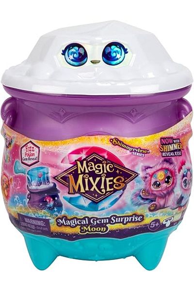 Magic Mixies Moon Gem Surprise Cauldron | Fizzing Reveal Plush & 2 Magical Lunar Surprises