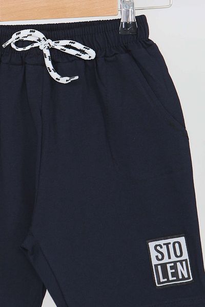 TOFİSA Girl's Dark Navy Blue Printed Shorts - 27335