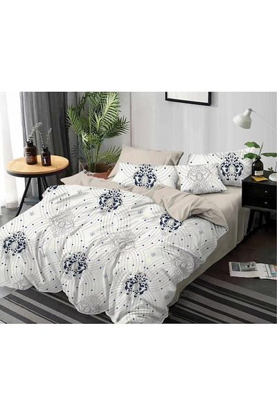 OEM Double bedding set, 6 pieces, 2 persons, 245x250 cm, beautiful print, multicolor