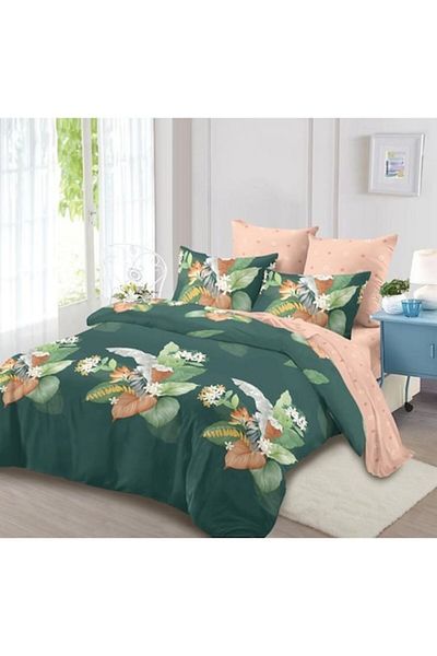 OEM Bed Set, Finet, 6 Pieces, 2 Persons, Exotic Flowers Print, 230x250cm, Multicolor