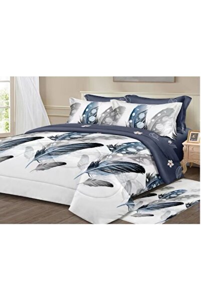 OEM Set de lenjerie de pat dublă 6 piese, 2 persoane, 180x200 cm, model moder...