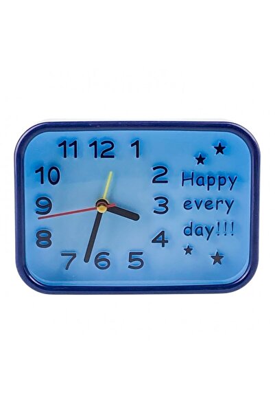 OEM Table Clock with Text 'Happy Every Day', 13x9 cm - Blue