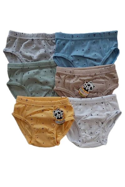 Panda Kiddo 6 Pcs 100% Cotton Boy's Derby Ribbed Slip