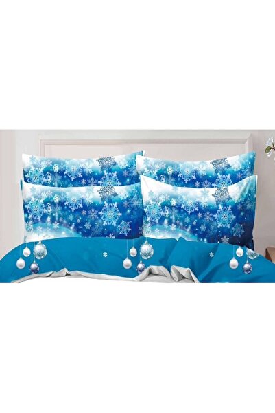 OEM Set de lenjerie de pat dublă, model 3D de Crăciun, 6 piese, bumbac fin