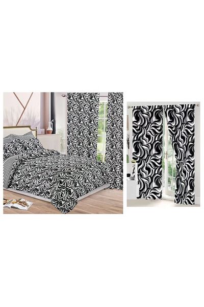 OEM Set Lenjerie de pat dublu cu Draperie asortata, 8 piese
