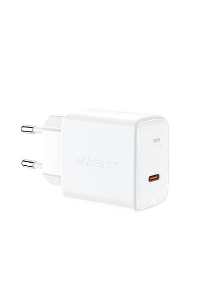 Acefast Încărcător de perete GaN USB-C 30W PD QC 3.0 AFC FCP Alb