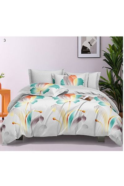 OEM Lenjerie de pat, dublu, 6 piese, 2 persoane, 245x250 cm, imprimeu colorat