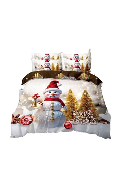 OEM Bed Linen Set, Finet, Festive Christmas Print, Shiny Christmas, 6 Pieces, 2 Persons, 240x250cm, Mult