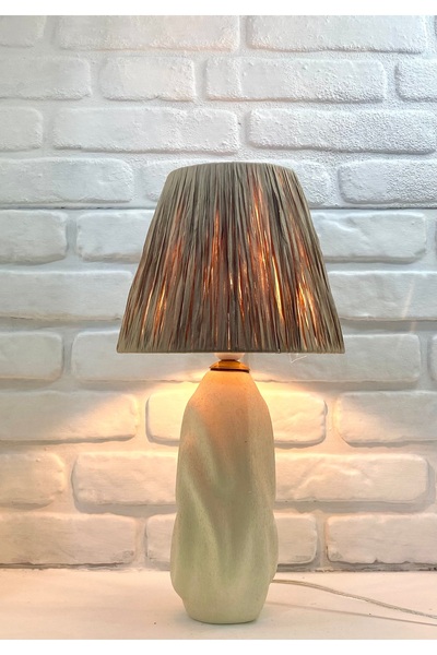 365GUNSERİSONU Modern Living Room Suitable Lampshade with Stone Model Foot Design with Knitted Hat