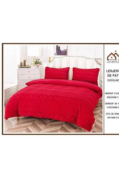 OEM Bed Linen, Cocolino, Wave Pattern, 4 Pieces, 2 Persons, 210x230cm, Plain, Red