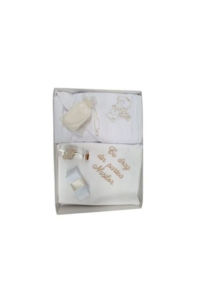 OEM Set botez alb-auriu „Cu dragoste de la nași”, 6 piese