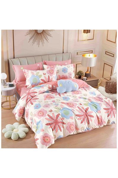 JOJO HOME Double Bed Sheet Set with Elastic, Jojo Home, 6 pieces, 180x200cm, Superior Finet, Pastel Floral Pri