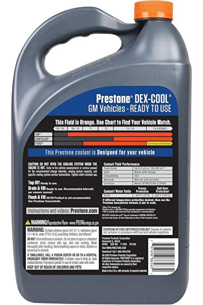 PRESTONE مضاد التجمد البرتقالي GM 50/50، 3.78 لتر من