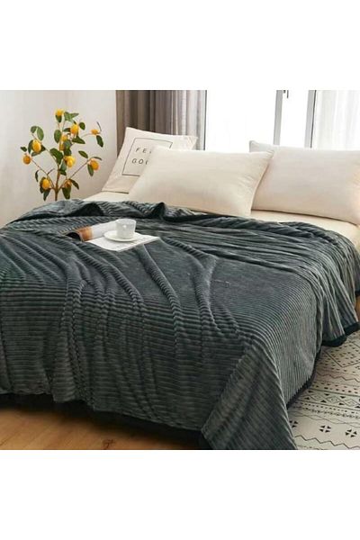 OEM Patura Cocolino, 2 persoane, 200x230cm, Uni, Gri Inchis