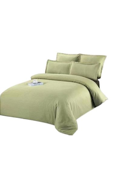 OEM Double Bed Sheet Set, Damasc, 6 Pieces, 2 Persons, 200x230cm, Olive Green