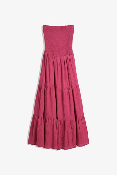 Bershka Flounce bandeau midi dress