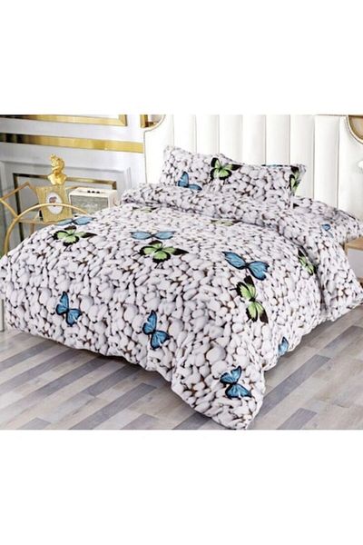 OEM Double Bed Linen Set, Cocolino, 4 Pieces, For 2 Persons, 180x200cm, Butterfly Bicolor Pattern