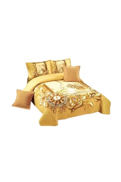 OEM Cuvertura si 4 fete de perne, Catifea, 5 piese, Galben Imperial, 230x230cm