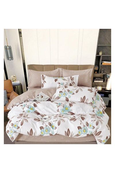 OEM Double Bed Linen, Two Sided, Pastel Flower Print, 6 Pieces, 180x200cm, Finet Satin, Multicolor