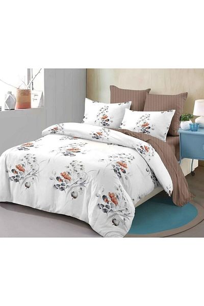 OEM Lenjerie pat dublu, Primavara, Cearceaf cu Elastic, 6 piese, 2 persoane, 180x200cm, Finet, Imprimeu