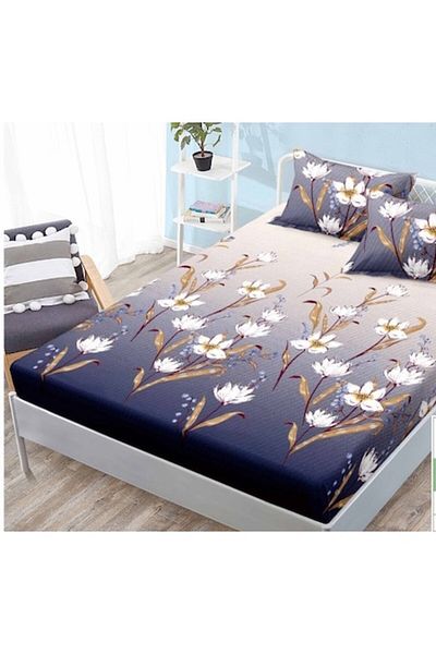 OEM Bed Sheet and Pillowcases, Finet, 3 Pieces, Single, 160x200cm, White Flowers, Multicolor