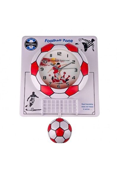 OEM Wall Clock, Plastic, Soccer Ball Pattern, 30x41cm, White-Red