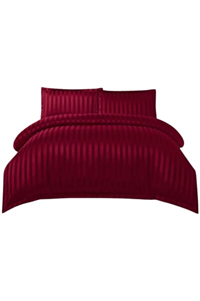 OEM Lenjerie de Pat, Cearsaf cu Elastic, Finet Tip Damasc, 4 piese, Uni, 180x200cm, Bordo