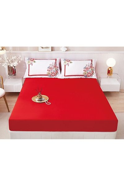 OEM Bed Sheet Set, Finet, 3 pieces, 2 persons, 160x200cm, Red-Multicolor